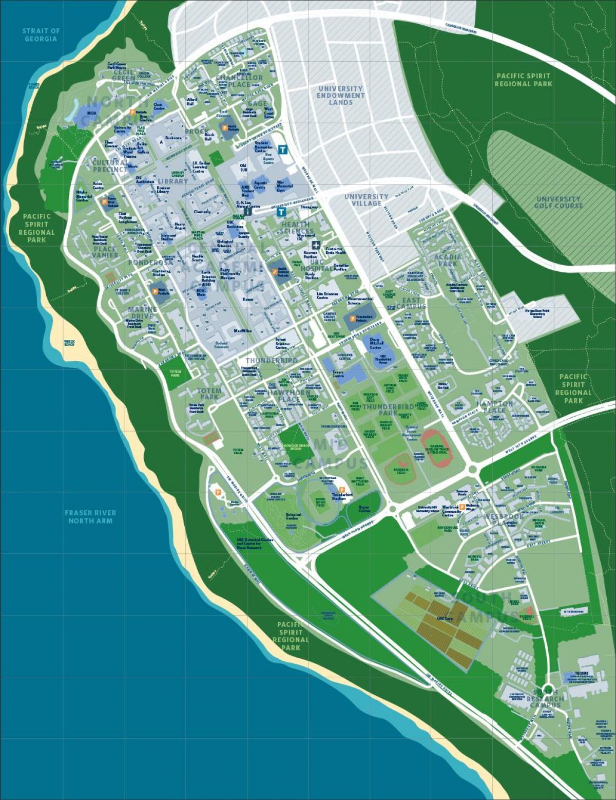 خريطة من جامعة كولومبيا البريطانية في فانكوفر