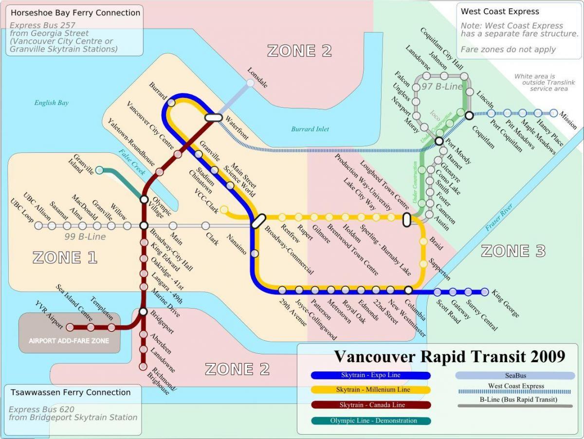 النقل العام خريطة فانكوفر