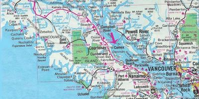 خريطة جزيرة فانكوفر البحيرات