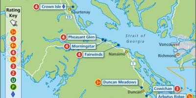 خريطة جزيرة فانكوفر ملاعب الغولف