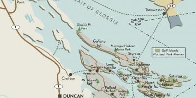 خريطة جزيرة فانكوفر و جزر الخليج