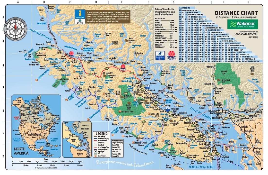 خريطة جزيرة فانكوفر rv parks