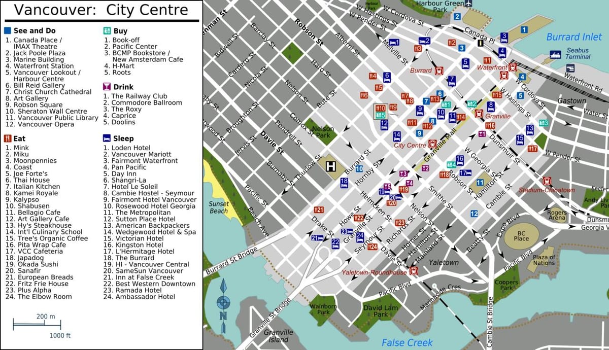 yaletown فانكوفر خريطة