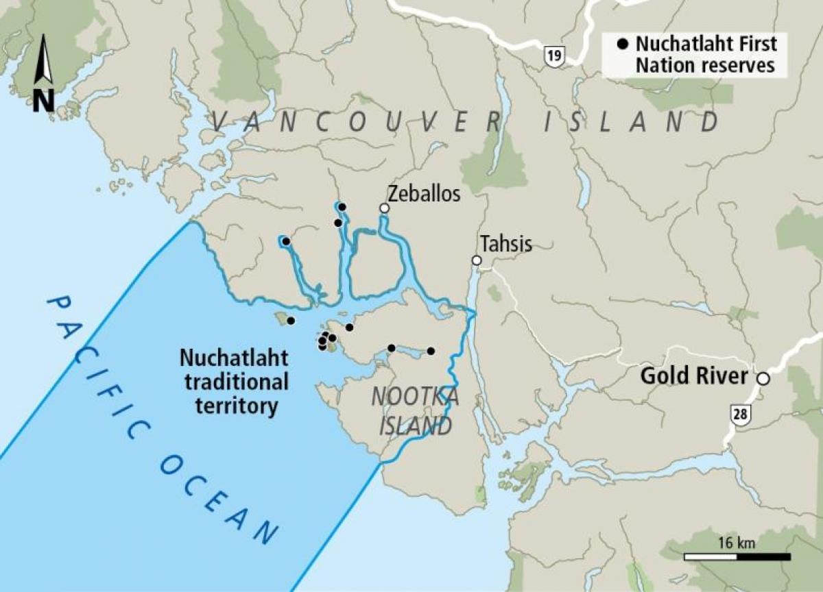 خريطة جزيرة فانكوفر الأمم الأولى