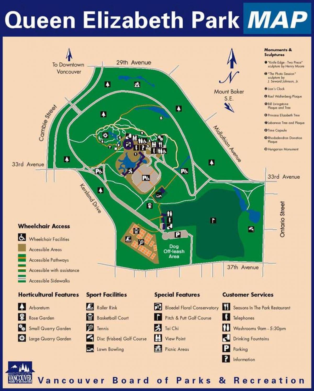 خريطة حديقة الملكة إليزابيث فانكوفر