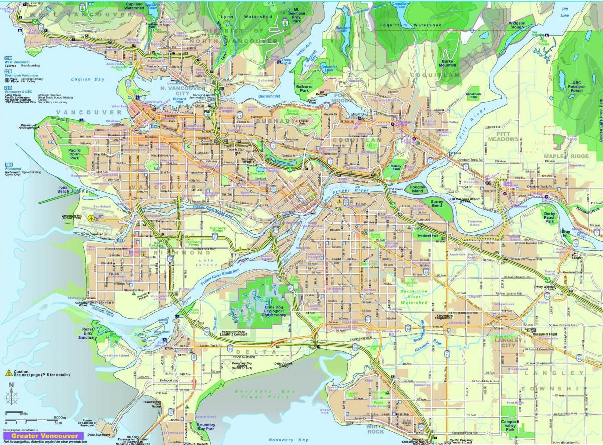 خريطة مدينة فانكوفر كولومبيا البريطانية في كندا