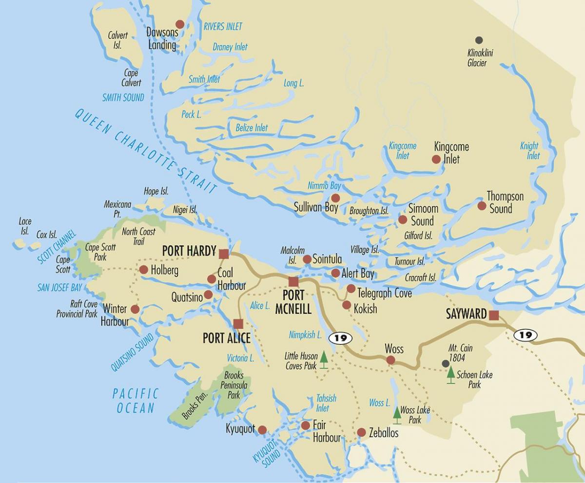 خريطة شمال جزيرة فانكوفر