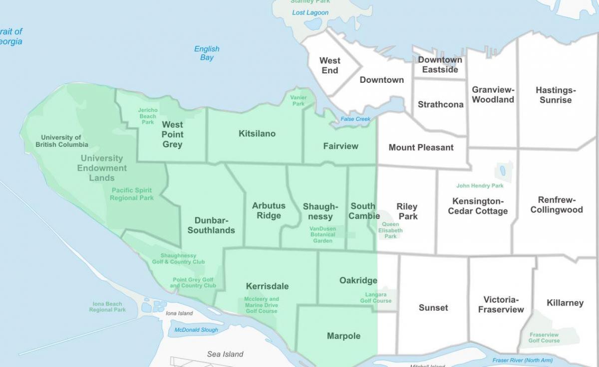 غرب فانكوفر الجوار خريطة
