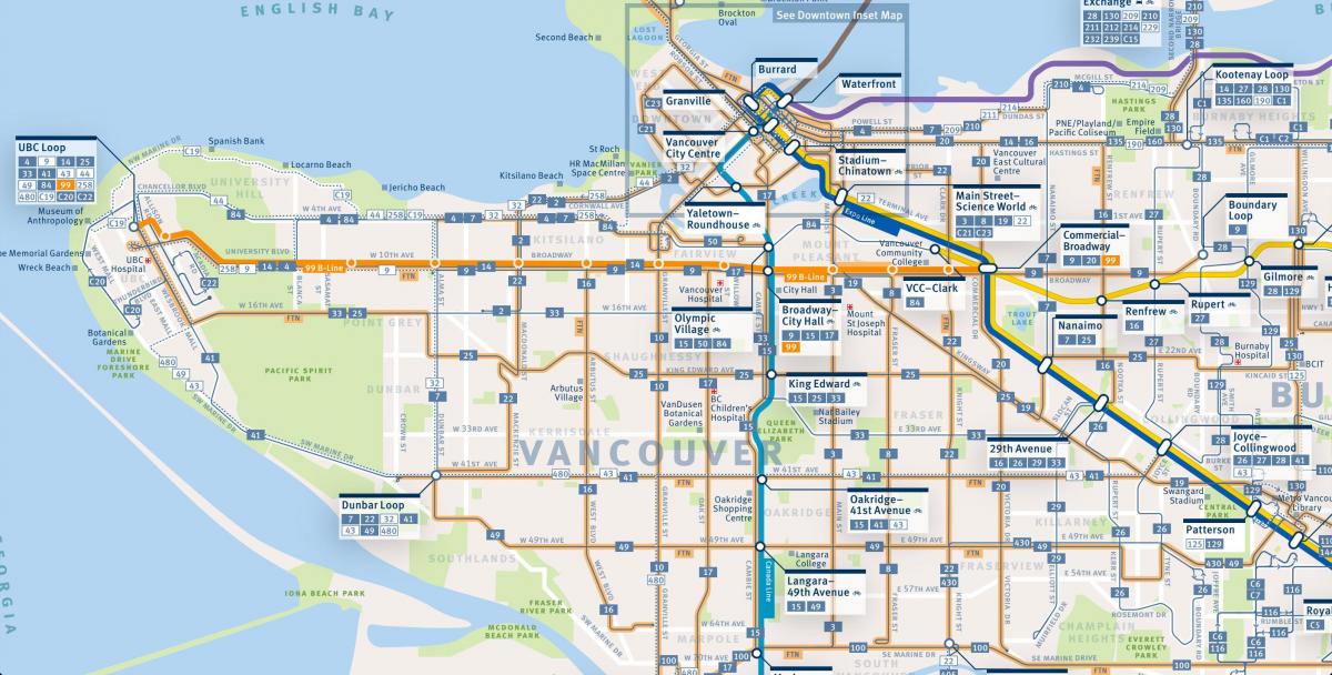 خريطة فانكوفر خطوط الحافلات