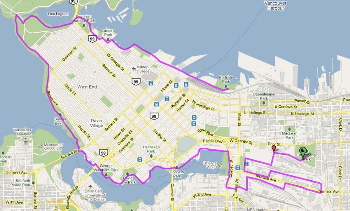 مدينة فانكوفر الدراجة خريطة