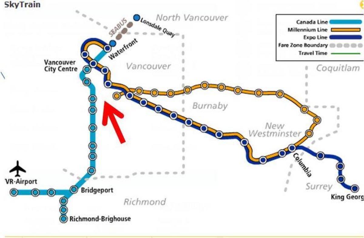 خريطة فانكوفر قطارات تراكب