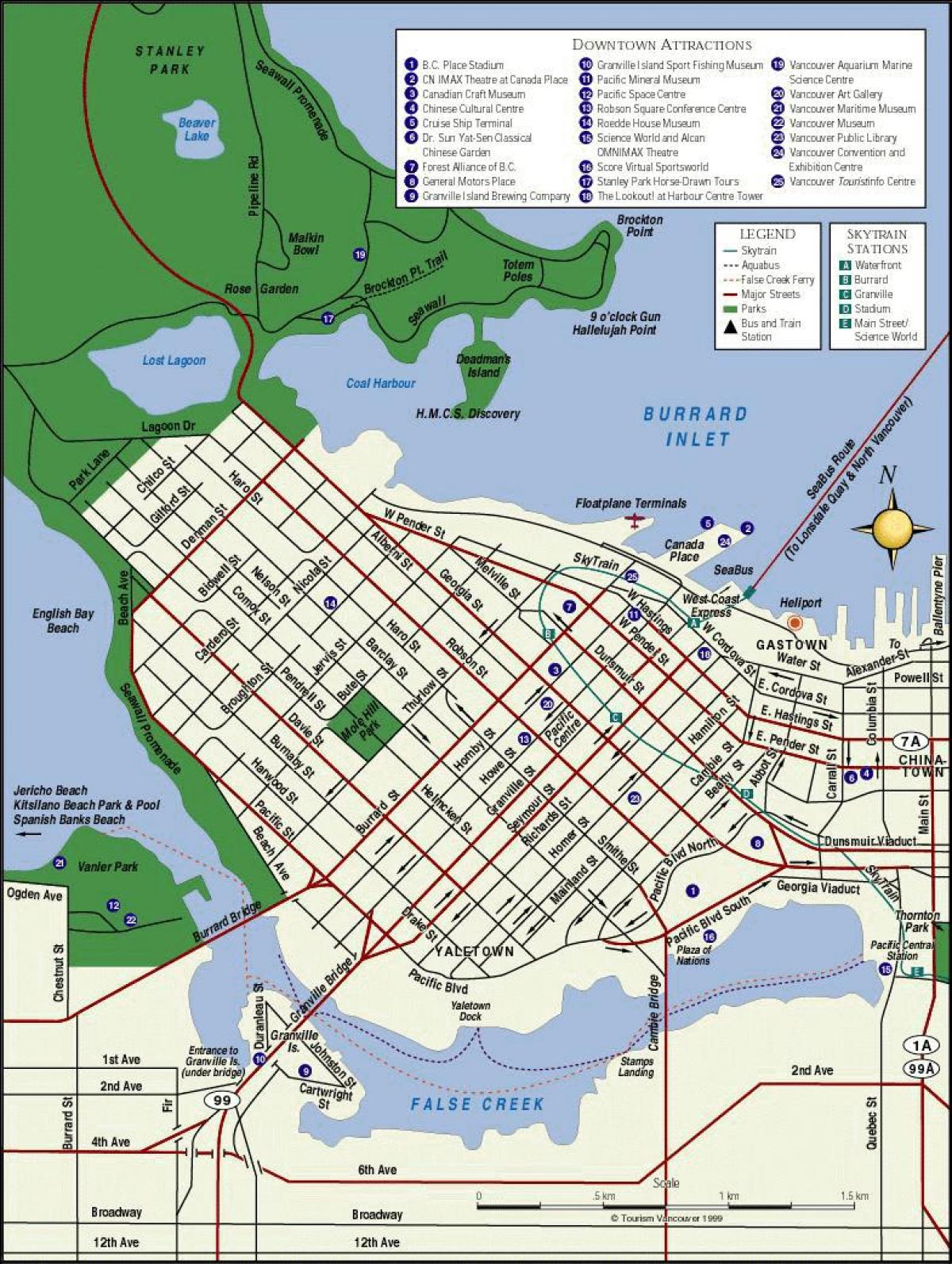 خريطة مركز مدينة فانكوفر