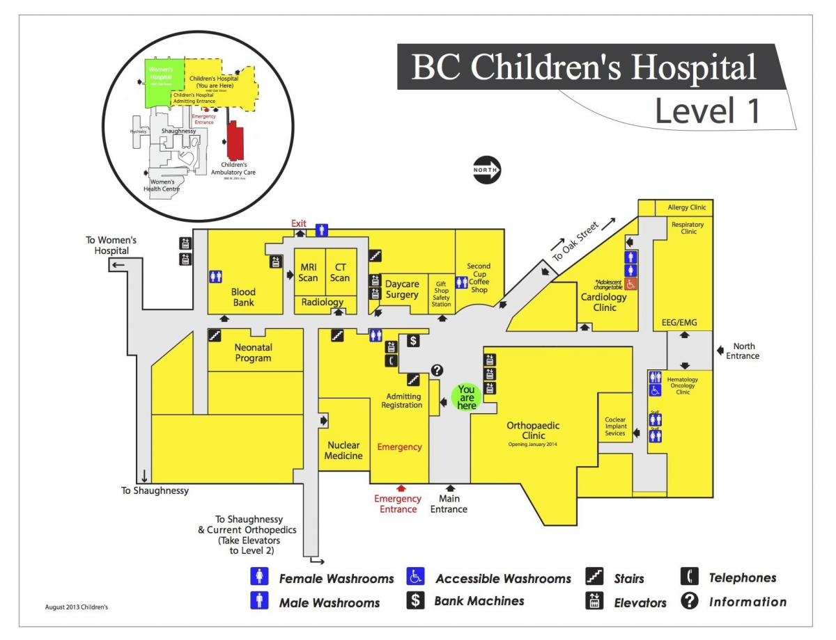 خريطة من مستشفى الأطفال في فانكوفر