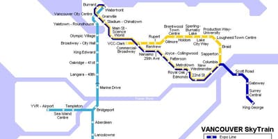 خريطة yvr skytrain
